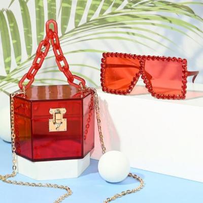 China Other 2023 Summer ladies   glasses and acrylic purse  sets  handbag fashion sunglasses and purse sets for sale