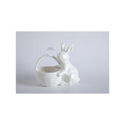 China Modern Table Flower Garden Set Animal-Friend Rabbit White Ceramic Planter Pot FOR HOME DECOR for sale