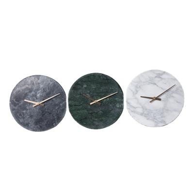 China Europe White Marble Round Shaped Wall Hanging Clock Wall Art Without Numbers For Home Decoration for sale