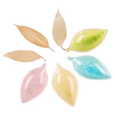 China Mini Leaf Shape Colorful Ice Eco-friendly Split Ceramic Glaze Bowl Essential Oil Bowl/Care/Rack for Beauty Salon or Home Beauty for sale