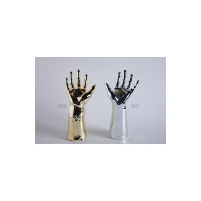 China Modern Decorative Gold Hand Shaped Ideal Gift For Home Decor Ceramic Craft Flower Vase for sale