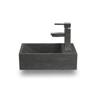 China Modern Stone 40x22x12cm Blue Stone Mattes, Modern Luxury Solid Outdoor Bathroom Small Hand Stone Nature Marble Sink for sale