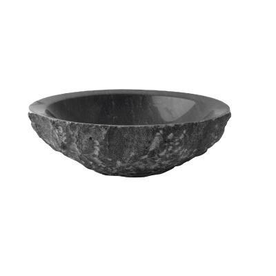 China Wabisabi Modern Blue Stone, Border D40*H14cm, Modern Luxury Solid Outdoor Bathroom Small Polished Stone Hand Basin for sale