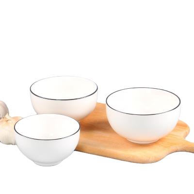 China New Bone China Cereal Porcelain Bowls Round Dinner Bowls Household Viable White Round Dinner Serving Rice Bowl Salad Custard Soups for sale