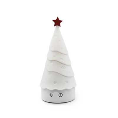 China Bedroom Cartoon Christmas Tree Bottom Music Silicone Touch Control Night Light for Baby or Christmas Gift for sale