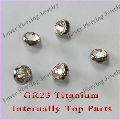 China CLASSIC [ST-679] Body Jewelry Piercing Accessories Internally Threaded Flat Gems Tops Loose Titanium Parts GR23 ASTM F136 Wholesale for sale