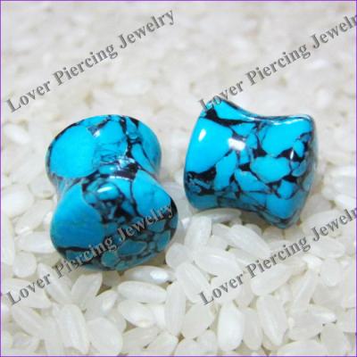 China [SE-S148] High Polish Saddle Plugs Cool Natural Stone Ear Tunnel Piercing for sale