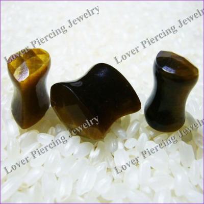 China [SE-F100] CLASSIC Heart Design Unique Faceted Yellow Tiger Eye Natural Stone Ear Plugs for sale