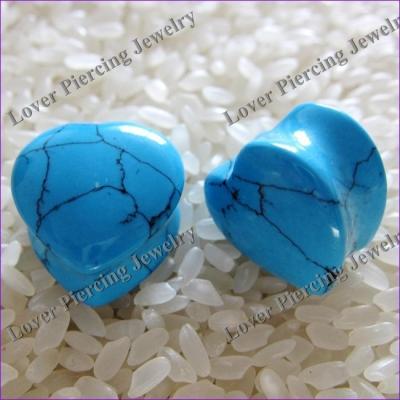 China [SE-FP050] CLASSIC Custom Ear Gauge Plugs Body Jewelry , Turquoise Heart Stone Ear Plugs for sale