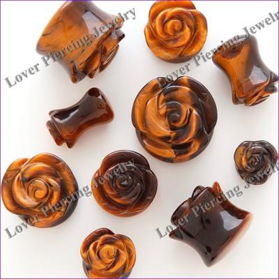 China CLASSIC [SE-FP160] Flower Design Natural Stone Ear Plugs Fashion Body Piercing Jewelry for sale