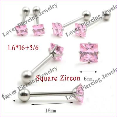 China CLASSIC [SS-B770] 316L Stainless Steel Straight Tongue Zircon Piercing Straight Barbells for sale