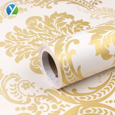 China Modern Peony Glitter Home 3d Vinyl 3d_wallpaper_for_wall Adhesive Velvet Wallpaper PVC Wallpaper for sale