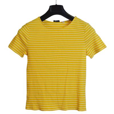 China Yellow Basic Anti-wrinkle Chinese Supplier O-Neck Ladies Fitted Short T-Shirt for sale