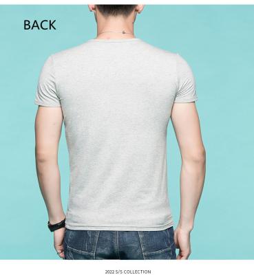 China Men's Breathable Cotton O-Neck Single Sleeve Short T-Shirt 100% Monochrome V-Neck for sale