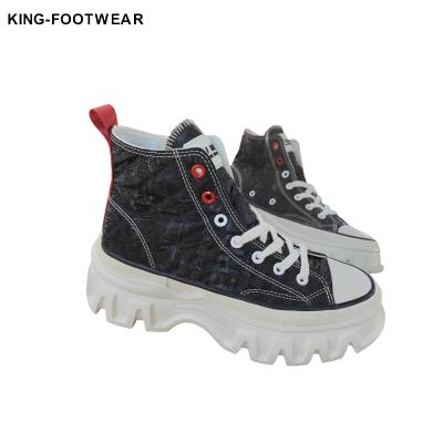 China Custom Canvas High Top Fashion Trend High Top Heeled Casual Sneakers Fashion Walking Casual Flat Shoe for sale