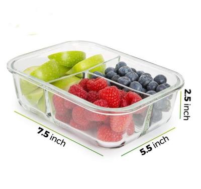 China 10 Pack 4 Compartment Locked Weight Watching 3 Side Lid 3 Meal Prep Microwavable Glass Airtight Containers for sale