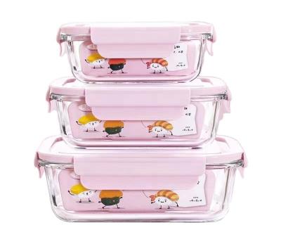 China Glass Freshness Meal Prep Containers 3 Compartment, Glass Food Storage Containers With Lids, Airtight Glass Lunch Bento Boxes for sale