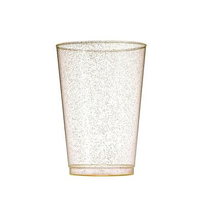 China Eco-Friendly Gold Cups 14oz Plastic Glitter Gold With A Gold Rim - Premium Disposable Party Cups - Elegant And Classy Sturdy Cups - Weddings for sale