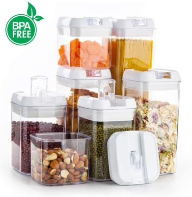 China 7pcs Flexible Airtight Food Storage Container - BPA Free Clear Plastic Kitchen and Pantry Organization Containers Canisters for Cereal for sale