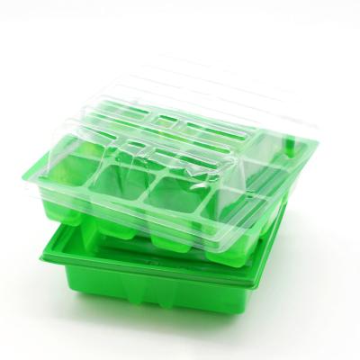 China Rectangular Plastic Farm 12 Cell PVC/PET/PS Socket Planting Seedling Tray, Germination Nursery Box For Greenhouse for sale