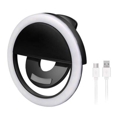 China Portable Rechargeable Rechargeable Selfie Ring Light Promotional Custom Logo Clip On Mobile Phone LED Selfie Flash Light for sale