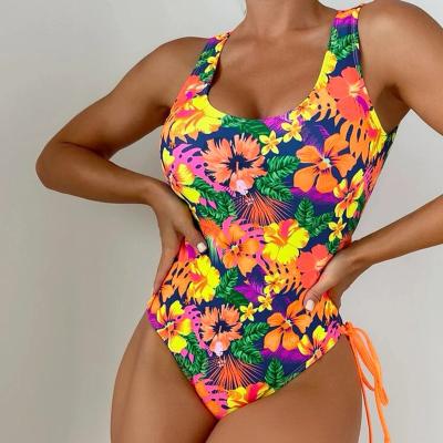 China Hot Selling Sexy Women's Beach Swimming One-Piece Series Lace-Up Swimwear Shape Flower Bright Color Printed Bikini Swimwear for sale