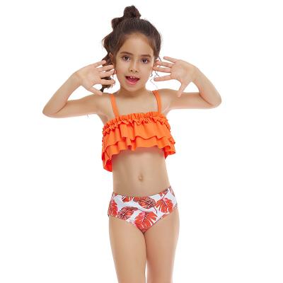 China 2023 Double Antibacterial Explosive Girls' Swimsuit Ruffle Two-piece Swimsuit Children's Custom Swimwear for sale