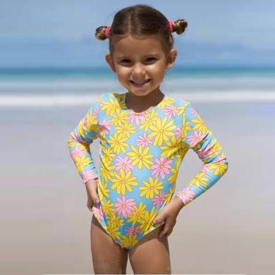 China 2023 New Antibacterial Children's One-piece Swimsuit Cute Printing Swimsuit Children's Long Sleeve Sun Protection Bikini for sale