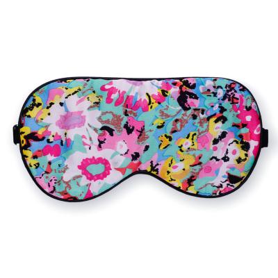 China Adult Custom 100% Silk Label Blackberry Eye Mask Blindfold For Night Sleep Floral Pattern for sale