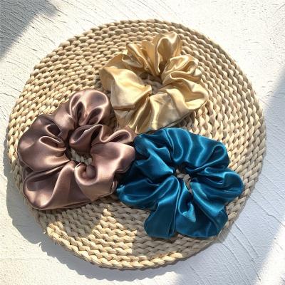 China 100% Real Big Hair Fashion 22MM Silk Hair Scrunchies Women's Silk Hair Ties Width 6CM Accept Custom for sale