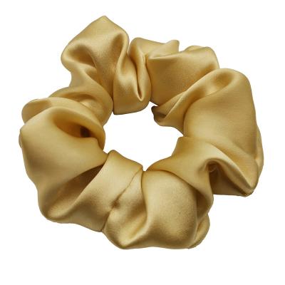 China Fashion Real Silk Hair Scrunchies Deluxe Ponytail Holder Elastic Hair Band Customized Width 3.5cm for sale