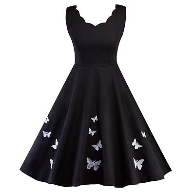 China Anti-static Modern Type Print Dinner Black Style Pattern Dresses Dresses Women Ladies Summer for sale