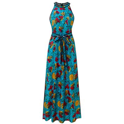 China New Anti-Static Wild Floral Print Dress Halter Long Casual Dress for sale