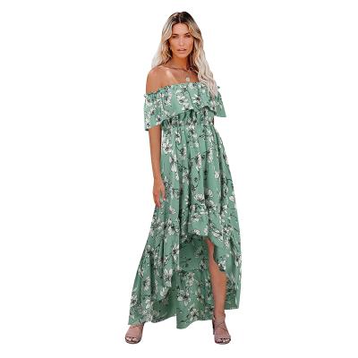 China New Summer Floral Dress Anti-Static Strapless Casual Long Dress for sale