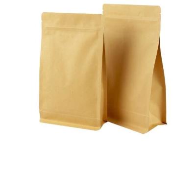 China Compostable Recyclable Zipper Lock Kraft Paper Aluminum Flat Bottom Coffee Tea Food Bag for sale