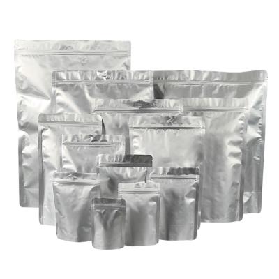 China Custom Ready To Ship Spot Stock No Printing Regular Resealable Standup Aluminum Foil Bags For Food for sale