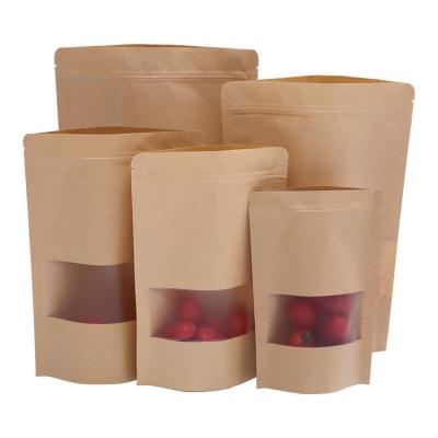 China Standing dried fruit food fruit nut tea zipper window sealed bag kraft paper pouch packaging bag for sale