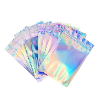 China Gift Aluminum-plated Self-sealing Zipper Holographic Foil Small Pouch for sale