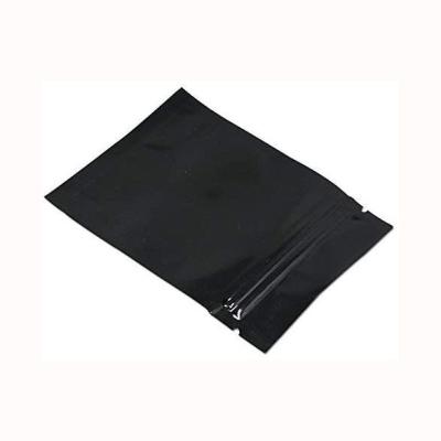 China Matte Black Small Aluminum Foil Smell Proof Powder Heat Sealable Flat Ziplock Bag Pouch for sale