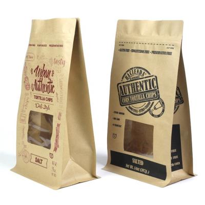 China factory price kraft paper potato chips packaging  pouch tortilla chips snacks zipper flat bottom bag for sale