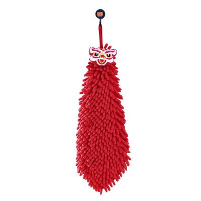 China Chenille QUICK DRY Hand Towel Hanging Red Party Hand Towel Wedding Cute Handball Cartoon Kitchen Toiletry for sale