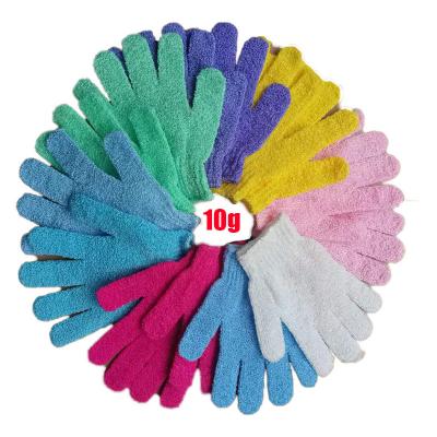 China EXFOLIATE Factory Price Wholesale High Quality Five Fingers Multicolor Nylon Body Exfoliating Rubbing Gloves For Bath for sale