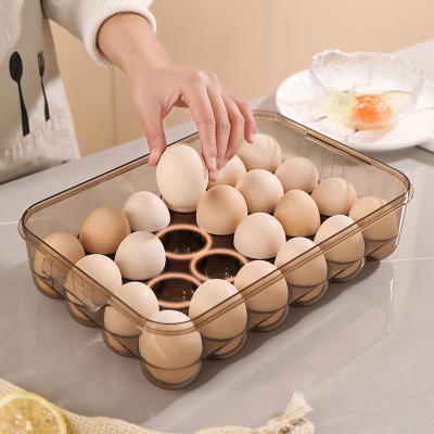 China Sustainable Transparent Egg Storage Rack Plastic Kitchen Ending 24 Grid Refrigerator Fresh-Keeping Egg Boxes With Lid for sale