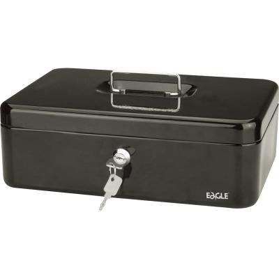 China Eagle Safety Cash Box Stationery Metal Large Lock Main Cash Storage With Cover And Key Portable Metal Cash Box for sale