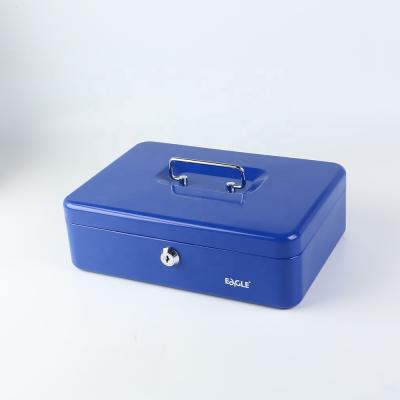 China Metal Eagle Safety Cash Box Stationery Key Lock Cash Storage With Cover And Key Portable Metal Cash Box for sale