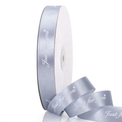 China High Tenacity Customized Logo Customized Ribbon Silver Ribbon Printing Silk Ribbon Wholesale Customized for sale