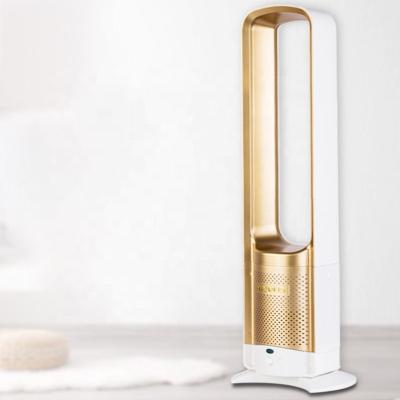 China Bulk Air Purification Direct Dust Collection Fan Gold Color Manufacturer Bladeless Standing Fan for sale