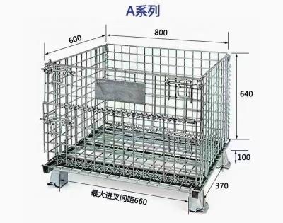 China Stackable Wire Mesh Pallet Metal Cage 800*600*640 Steel for sale