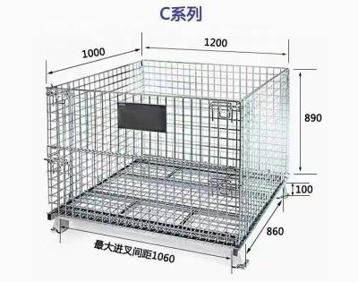 China 1200*1000*890mm Steel Metal Stackable Wire Mesh Pallet Cage for sale