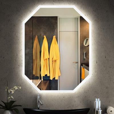 China Illuminated Illuminated Led Bathroom Octagonal Mirror Makeup Lamp Frameless Mirror for sale